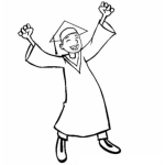 Dibujo para colorear Graduando Feliz Para Pintar Y Colorear Dibujo De Un Muchacho Finalmente Graduado Celebrando Su Graduacion Con Birrete Y Toga