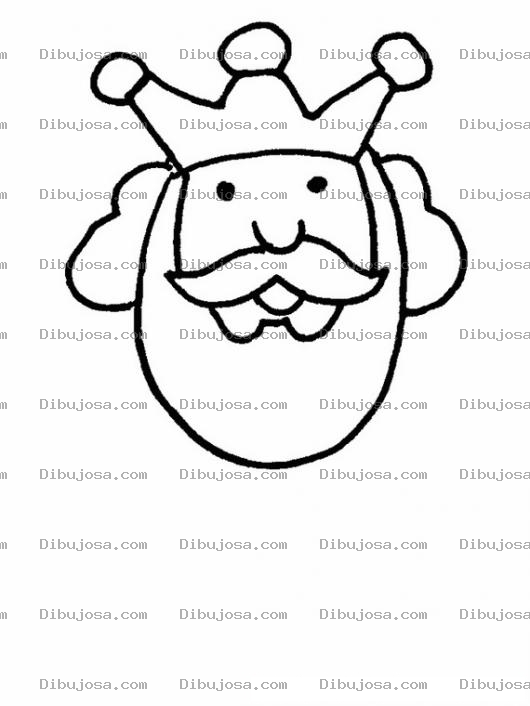 Dibujo para colorear Caraderey Dibujo De La Cara De Un Rey Con Una Corona De Tres Picos Para Pintar Y Colorear