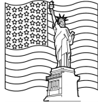 Dibujo para colorear Dibujo De La Estatua De La Libertad Con La Bandera De Los Estados Unidos Para Pintar Y Colorear