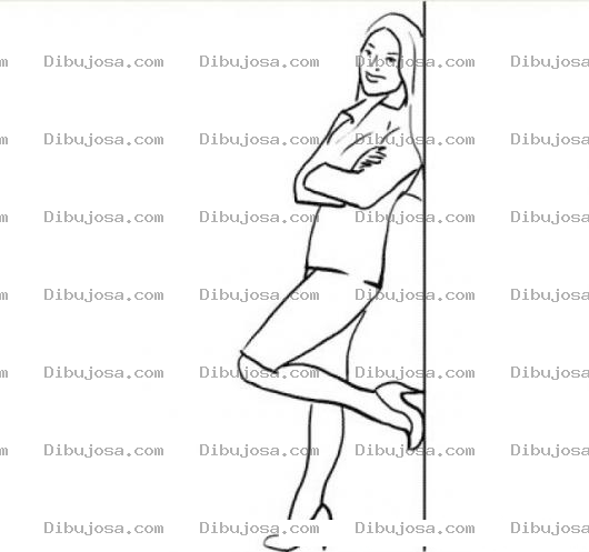 Dibujo para colorear Mujer Recostada En Una Pared Para Pintar Y Colorear