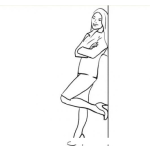 Dibujo para colorear Mujer Recostada En Una Pared Para Pintar Y Colorear
