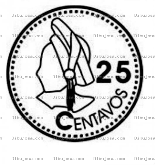 Dibujo para colorear 25 Centavos De Guatemala Dibujo De Una Moneda De 25 Len De Guatemala Para Pintar Y Colorear Una Choca Chapina Una Ficha De 25len