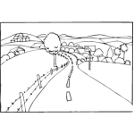 Dibujo para colorear Colorear paisaje de un camino rural