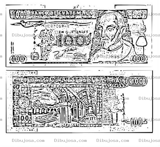Dibujo para colorear 100quetzales Dibujo De Un Billete De 100 Quetzales De Guatemala Para Pintar Y Colorear Cienquetzales