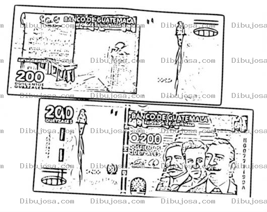 Dibujo para colorear 200 Quetzales De Guatemala Dibujo De Un Billete De Docientos Quetzales Para Pintar Y Colorear 200quetzales Dos Cientos Quetzales Guatemaltecos