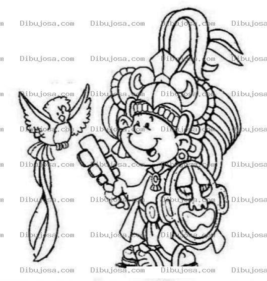 Dibujo para colorear Dibujo Del Quetzal Con Tecun Uman Para Pintar Y Colorear Simbolos Patrios De Guatemala Ave Nacional Y Heroe Nacional