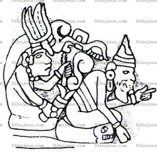 Dibujo para colorear Dibujo Maya De 2 Hombres Para Pintar Y Colorear