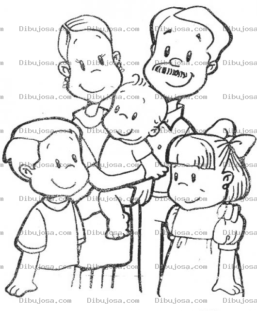 Dibujo para colorear Padre De Familia Numerosa Para Pintar Y Colorear Papa Mama Y Tres Hijos