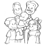 Dibujo para colorear Padre De Familia Numerosa Para Pintar Y Colorear Papa Mama Y Tres Hijos