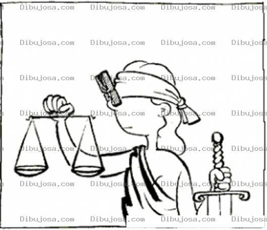 Dibujo para colorear Dibujo De La Justicia Con Ojos Vendados Y La Nariz Tapada Para Pintar Y Colorear
