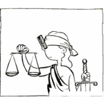 Dibujo para colorear Dibujo De La Justicia Con Ojos Vendados Y La Nariz Tapada Para Pintar Y Colorear
