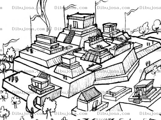 Dibujo para colorear Dibujo De Ciudad Maya Para Pintar Y Colorear