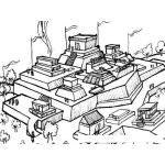 Dibujo para colorear Dibujo De Ciudad Maya Para Pintar Y Colorear