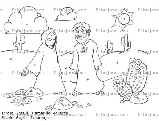 Dibujo para colorear Dibujo Cristiano Para Colorear Por Numeros Dibujo De Jesus Siendo Tentado Por El Diablo En El Desierto