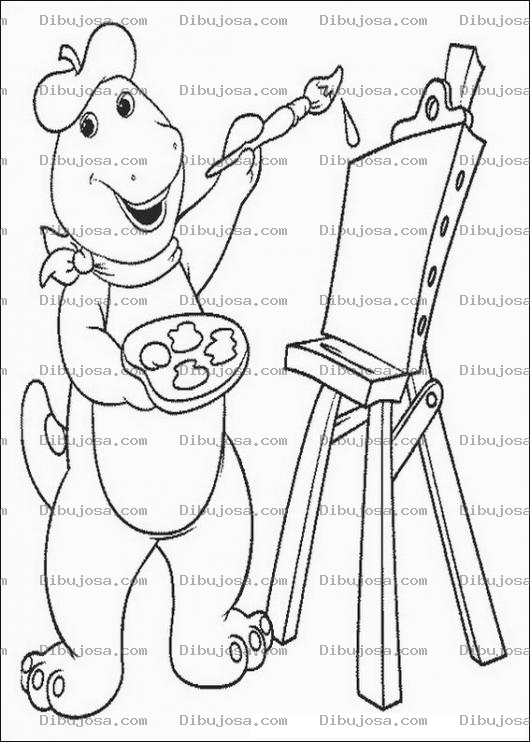 Dibujo para colorear Pintar a Barney Pintando