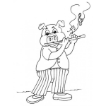 Dibujo para colorear Cerdo Flautista Para Pintar Y Colorear Dibujo De Un Cochinito Con Flauta