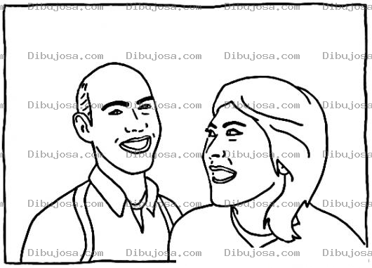 Dibujo para colorear Pareja Feliz Para Pintar Y Colorear
