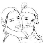 Dibujo para colorear Mama Con Su Hija Para Colorear