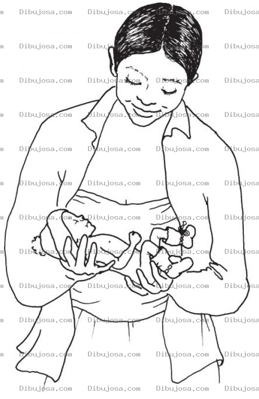 Dibujo para colorear Mama Con Recien Nacido Dibujo De Bebito Prematuro Con Su Mama Para Pintar Y Colorear