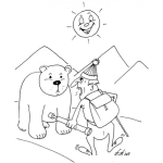 Dibujo para colorear Dibujo De Hombre Asustado Frente A Un Oso Para Pintar Y Colorear