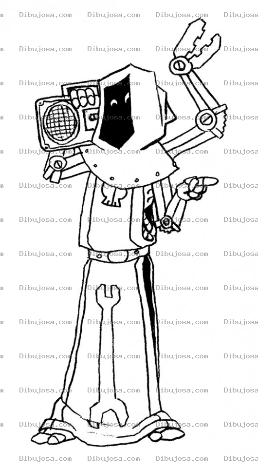 Dibujo para colorear Robotmonje Dibujo De Robot Monje Oyendo Musica En Su Grabadora Para Pintar Y Colorear Monjerobot
