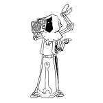 Dibujo para colorear Robotmonje Dibujo De Robot Monje Oyendo Musica En Su Grabadora Para Pintar Y Colorear Monjerobot