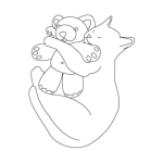 Dibujo para colorear Gato Y Oso Dibujo De Gato Abrazando A Un Osito De Peluche Para Pintar Y Colorear