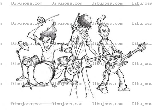 Dibujo para colorear Banda De Rock Para Colorear Jovenes Rockeros