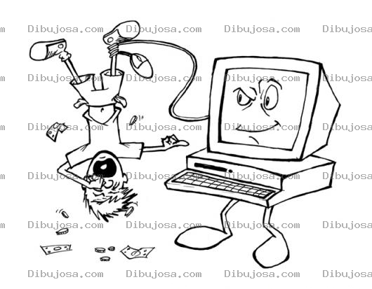 Dibujo para colorear Dibujo De Computadora Sacandole El Dinero A Un Nino Para Pintar Y Colorear Computadora Extorsionadora
