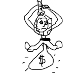 Dibujo para colorear Los Prestamos No Son Un Juego Dibujo De Un Hombre Endeudado Luchando Por No Ahorcarse Para Pintar Y Colorear Un Prestamo En Dolares