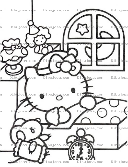 Dibujo para colorear Cuarto De La Hello Kitty Para Pintar Y Colorear Dibujo De La Hellokitty Durmiendo