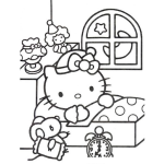 Dibujo para colorear Cuarto De La Hello Kitty Para Pintar Y Colorear Dibujo De La Hellokitty Durmiendo