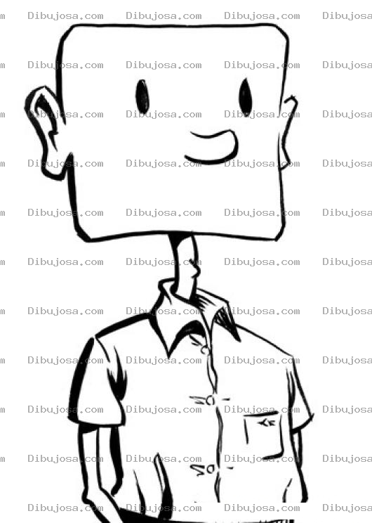 Dibujo para colorear Cabeza Cuadrada Para Colorear Hombre Cabeza De Cubo