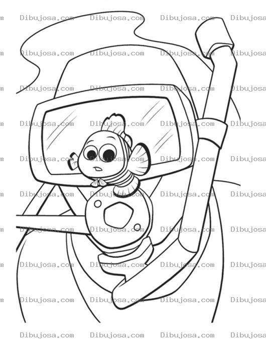 Dibujo para colorear Nemo Con Buzo Para Pintar Y Colorear