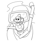 Dibujo para colorear Nemo Con Buzo Para Pintar Y Colorear