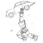Dibujo para colorear Dibuj De Robot Cargando Un Carro Para Pintar Y Colorear Robot Fuerte