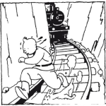 Dibujo para colorear Tintin Corriendo Del Tren Para Pintar Y Colorear