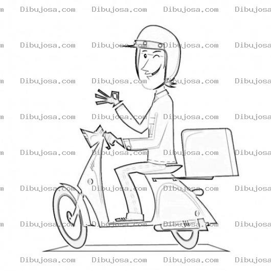Dibujo para colorear Dibujo De Repartidor En Moto Para Pintar Y Colorear