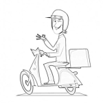 Dibujo para colorear Dibujo De Repartidor En Moto Para Pintar Y Colorear