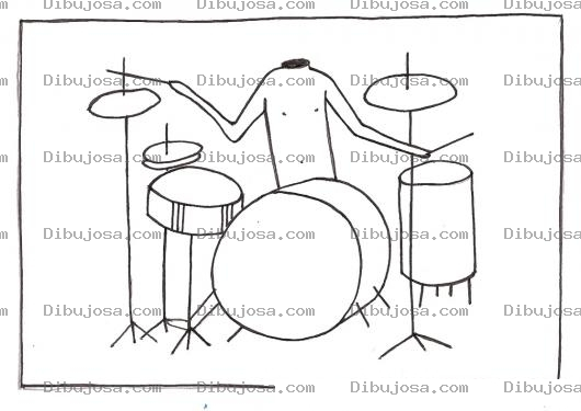 Dibujo para colorear Bateriista Din Cabeza Para Pintar Y Colorear
