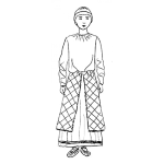 Dibujo para colorear Mujer Con Gorro De Lana Y Vestido Antiguo Para Colorear