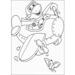 Dibujo para colorear Barney en Avioneta