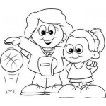 Dibujo para colorear Colorear entrenaora del baloncesto