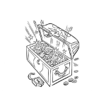 Dibujo para colorear Dibujo De Cofre Con Joyas Oro Y Diamantes Para Pintar Y Colorear Cofre De Oro
