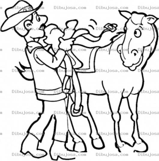 Dibujo para colorear Dibujod E Vaquero Ensillando Un Caballo Para Colorear