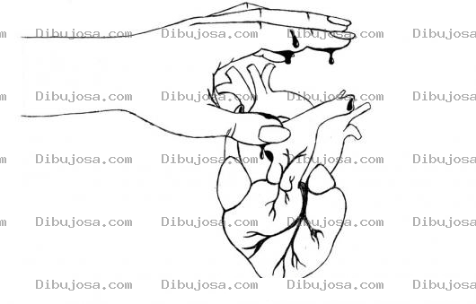 Dibujo para colorear Mano Sobre Un Corazon De Verdad Para Pintar Y Colorear