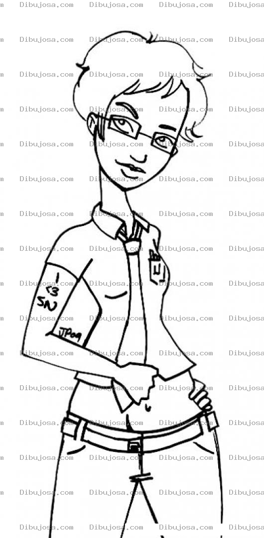 Dibujo para colorear Chica Con Ropa De Hombre Para Pintar Y Colorear