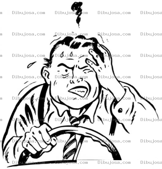 Dibujo para colorear Conductor Angustiado Preocupado Enojado Desesperado Y Nervioso Para Colorear