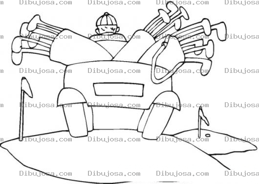 Dibujo para colorear Colorear carrito con palos de golf