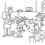 Dibujo para colorear Hospital De Mascotas Dibujo De Una Veterinaria Llena De Animales Para Pintar Y Colorear